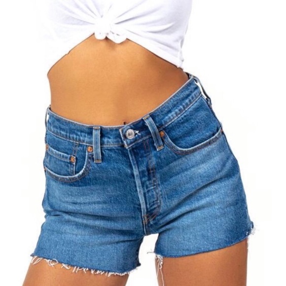 Levi’s 501’s High Rise Button Fly Denim Shorts - Picture 3 of 7